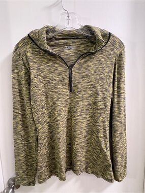Columbia Women's Half-Zip Hoodie - Olive Green/Black Space-Dye